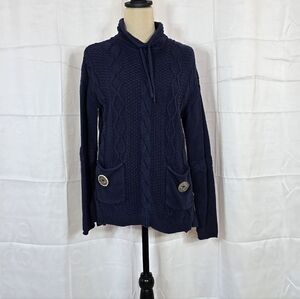 Neon Buddha Navy Cowl Neck Sweater